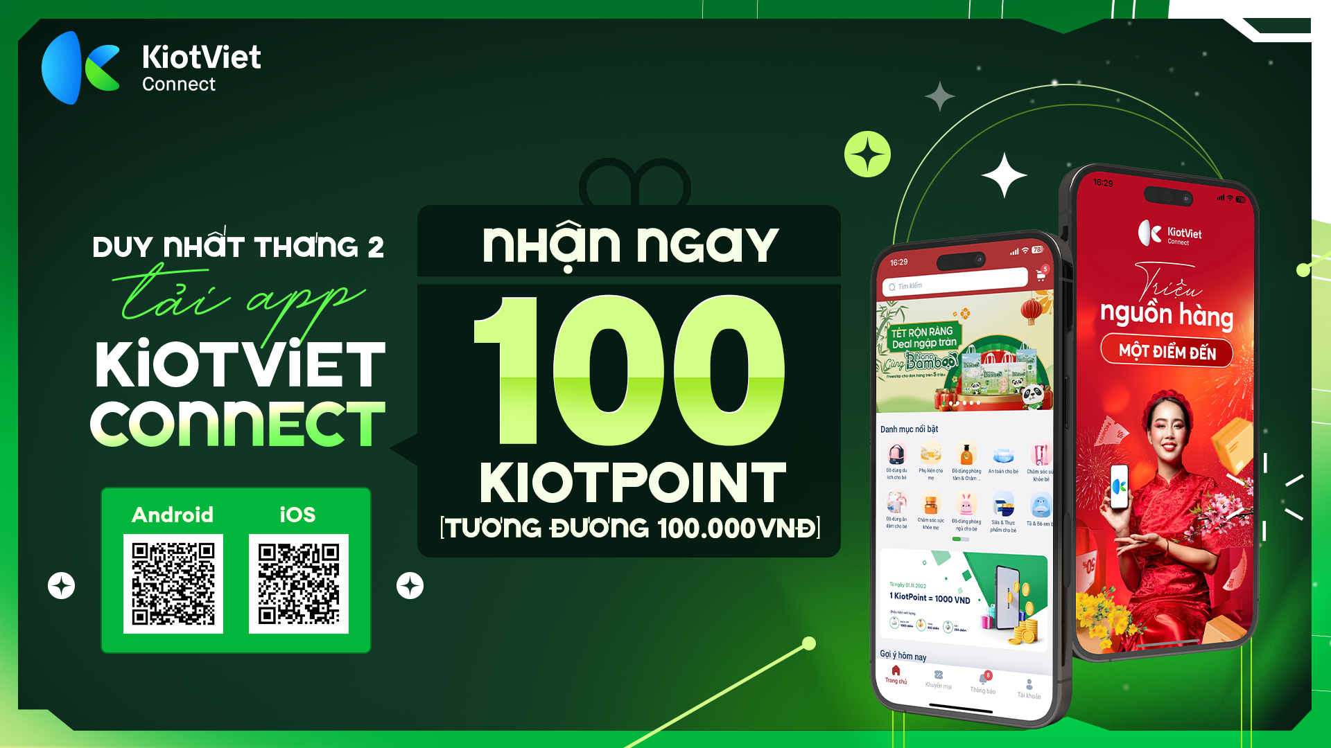 Nhận ngay 100 KiotPoint khi tải app KiotViet Connect